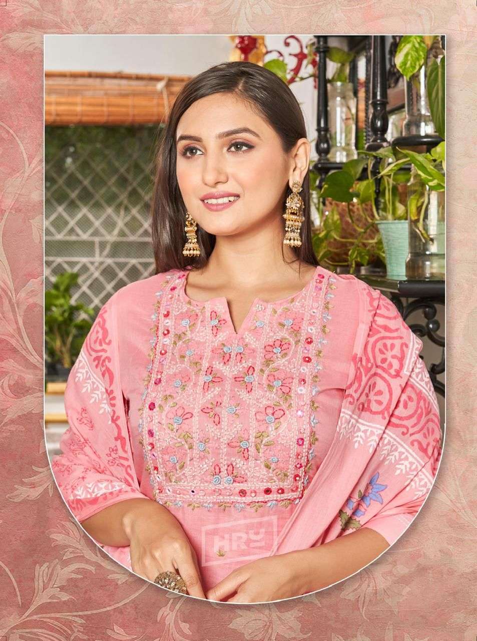 LUCKNAWI SUTA VOL-4 BY HRU PURE LAKHNAVI EMBROIDERY KAATHA WORK 3 PCS SET 