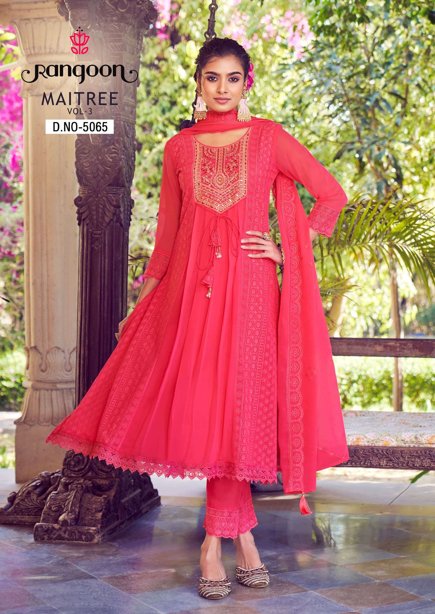 MAITREE VOL-3 BY RANGOON SCHIFFLI GEORGETTE WITH FANCY EMBROIDERY WORK DUPATTA 
