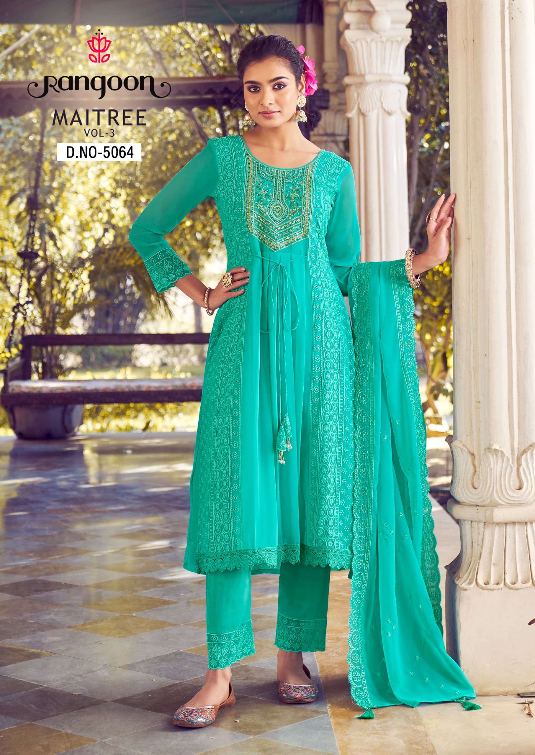MAITREE VOL-3 BY RANGOON SCHIFFLI GEORGETTE WITH FANCY EMBROIDERY WORK DUPATTA 