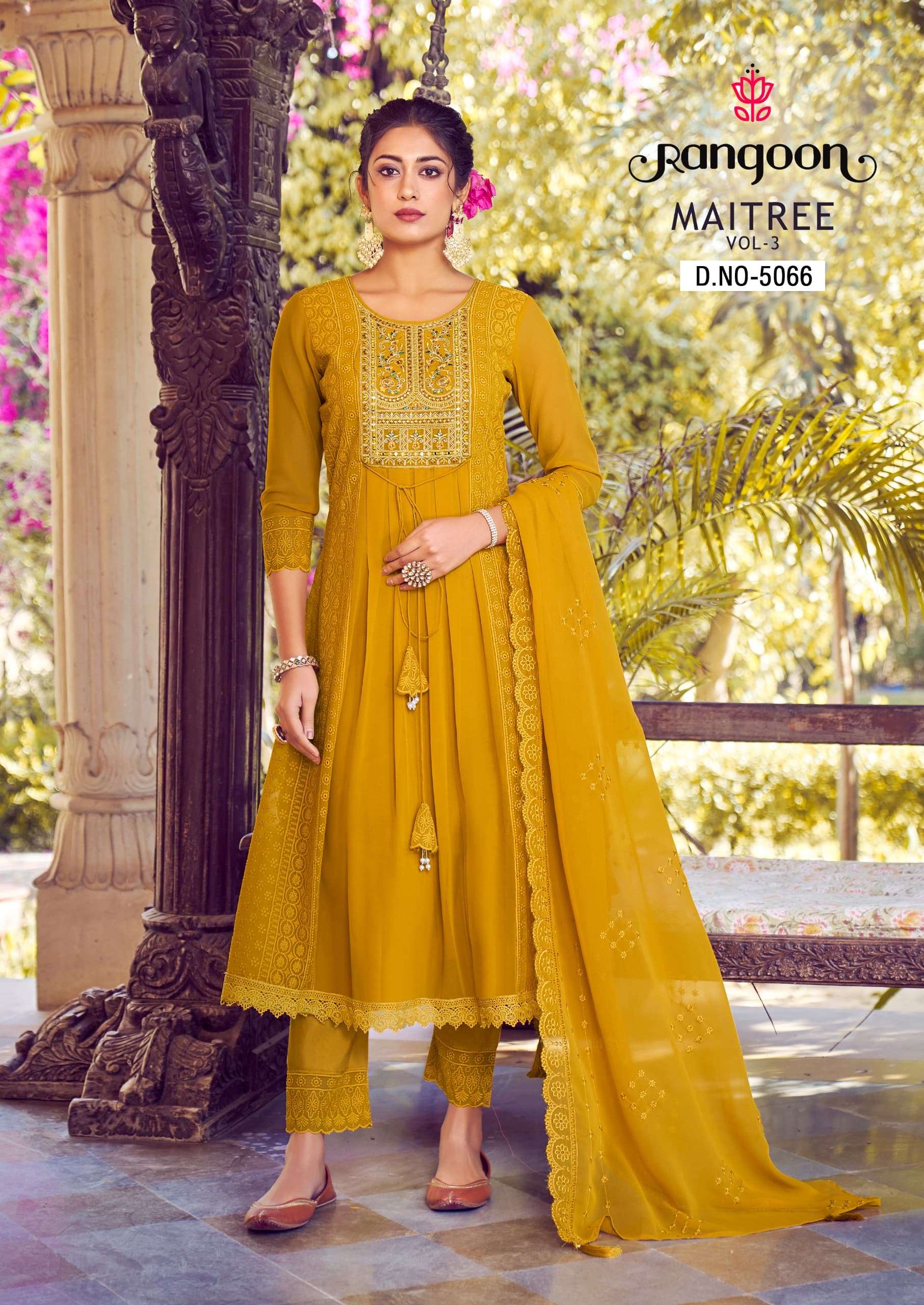 MAITREE VOL-3 BY RANGOON SCHIFFLI GEORGETTE WITH FANCY EMBROIDERY WORK DUPATTA 