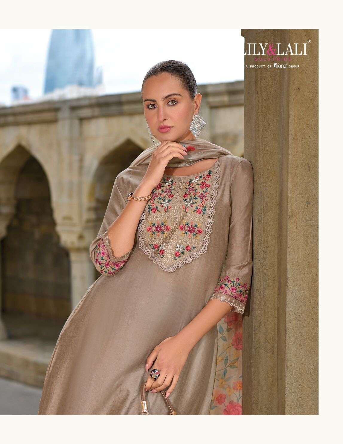 MALVIKA VOL-2 BY LILY & LALI KURTI DUPATTA & PURE VISCOSE PANT WITH ORGANZA EMBROIDERY LACE 