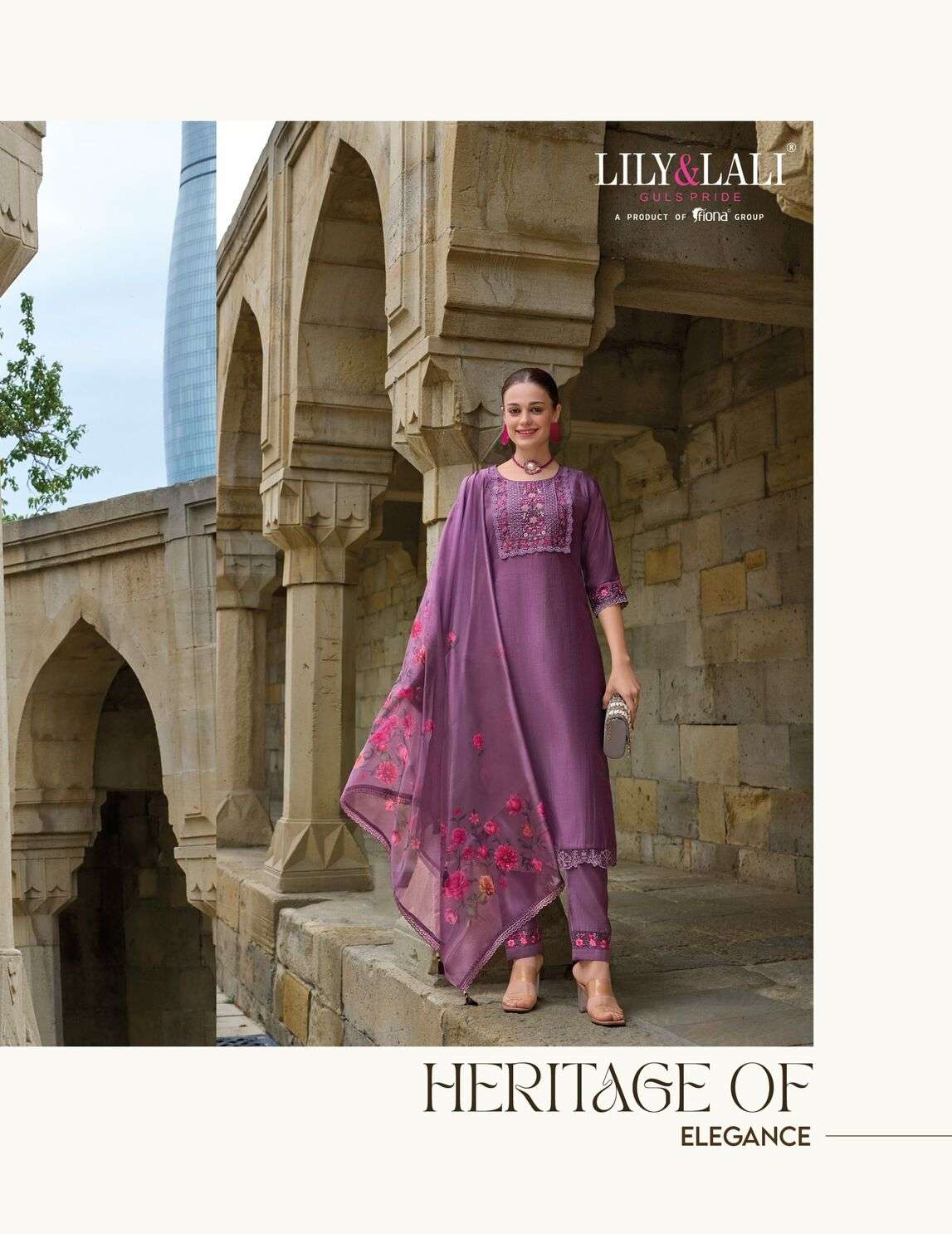 MALVIKA VOL-2 BY LILY & LALI KURTI DUPATTA & PURE VISCOSE PANT WITH ORGANZA EMBROIDERY LACE 