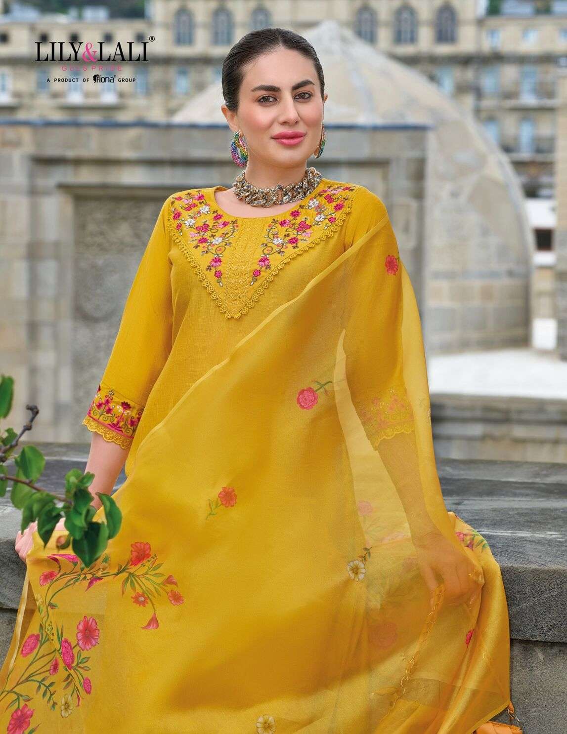 MALVIKA VOL-2 BY LILY & LALI KURTI DUPATTA & PURE VISCOSE PANT WITH ORGANZA EMBROIDERY LACE 