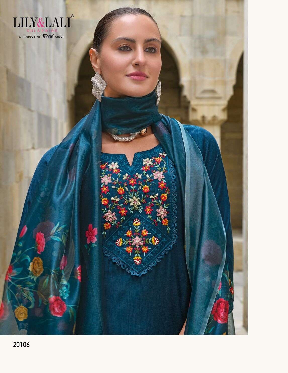 MALVIKA VOL-2 BY LILY & LALI KURTI DUPATTA & PURE VISCOSE PANT WITH ORGANZA EMBROIDERY LACE 