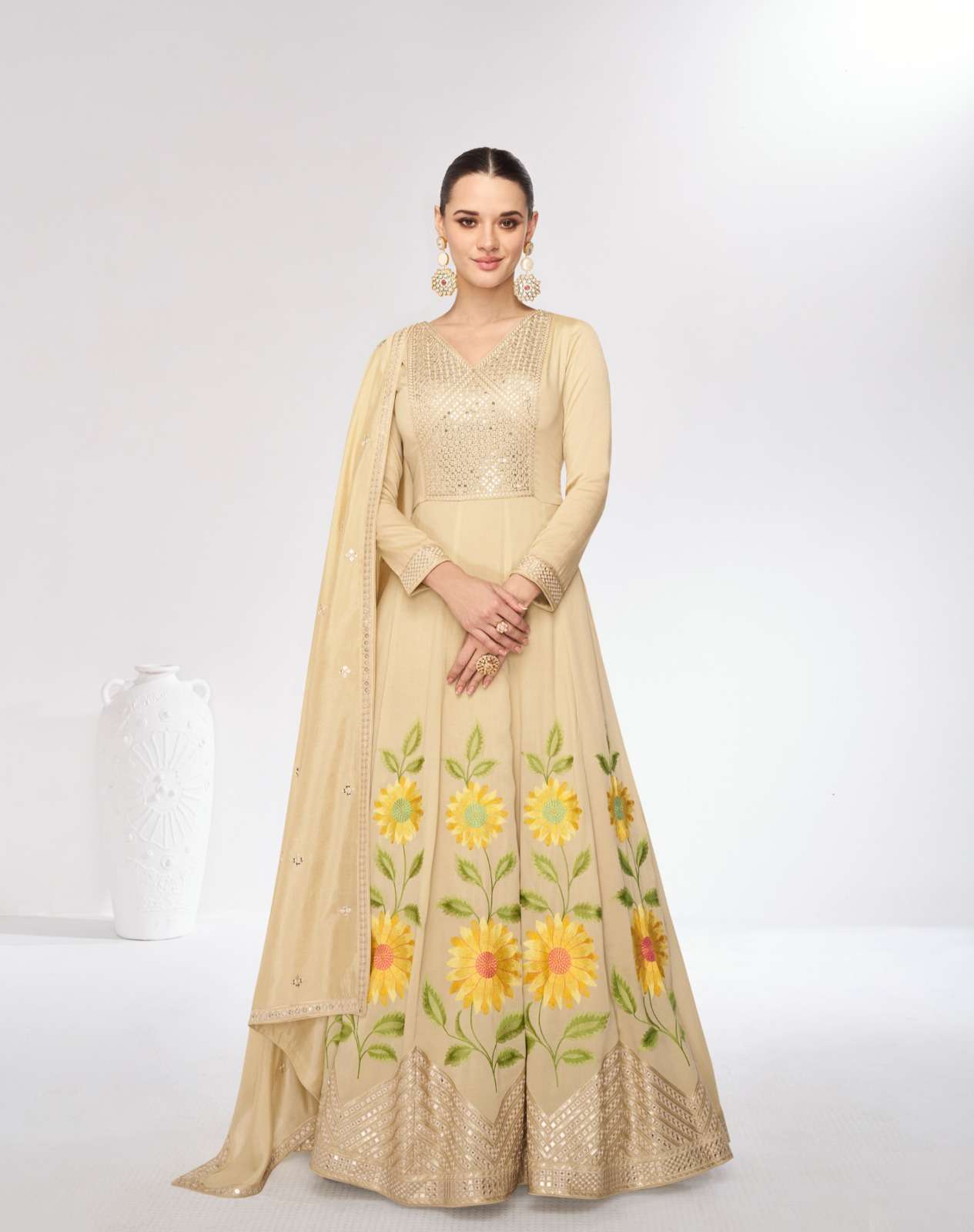 MARIGOLD BY AASHIRWAD CREATION PREMIUM SILK FULL STITCHED ANARKALI WITH DUPATTA 