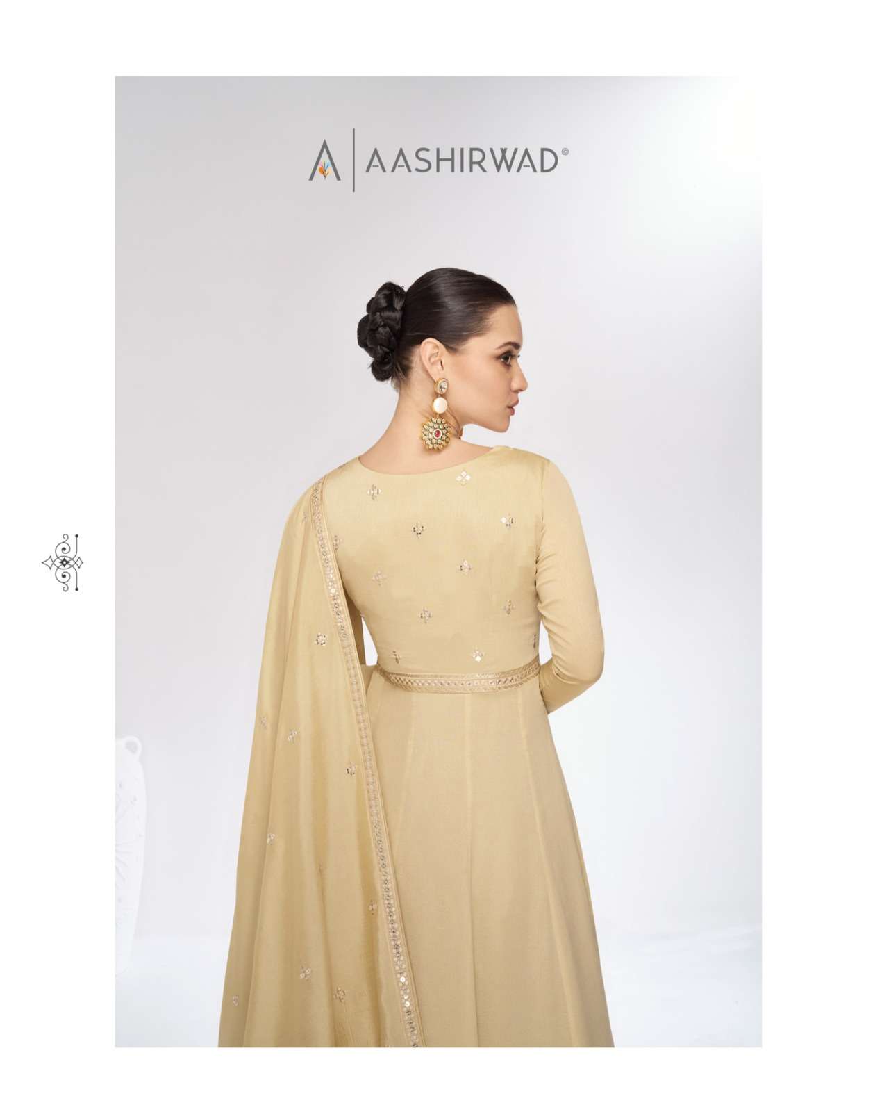 MARIGOLD BY AASHIRWAD CREATION PREMIUM SILK FULL STITCHED ANARKALI WITH DUPATTA 