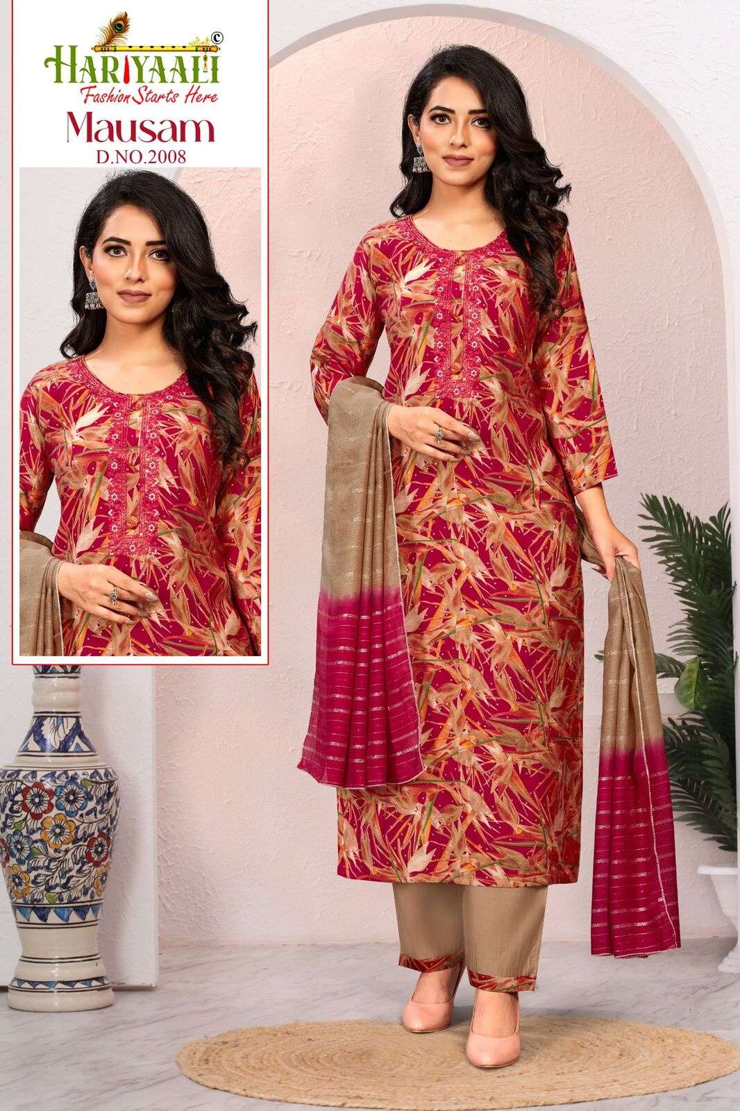 MAUSAM VOL-2 BY HARIYAALI SILK PRINT LACE & POCKET WITH EMBROIDERY WORK 