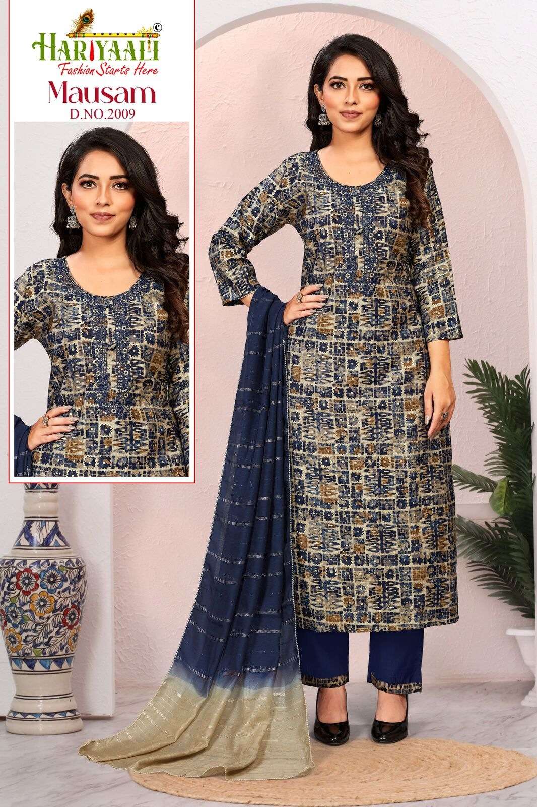 MAUSAM VOL-2 BY HARIYAALI SILK PRINT LACE & POCKET WITH EMBROIDERY WORK 