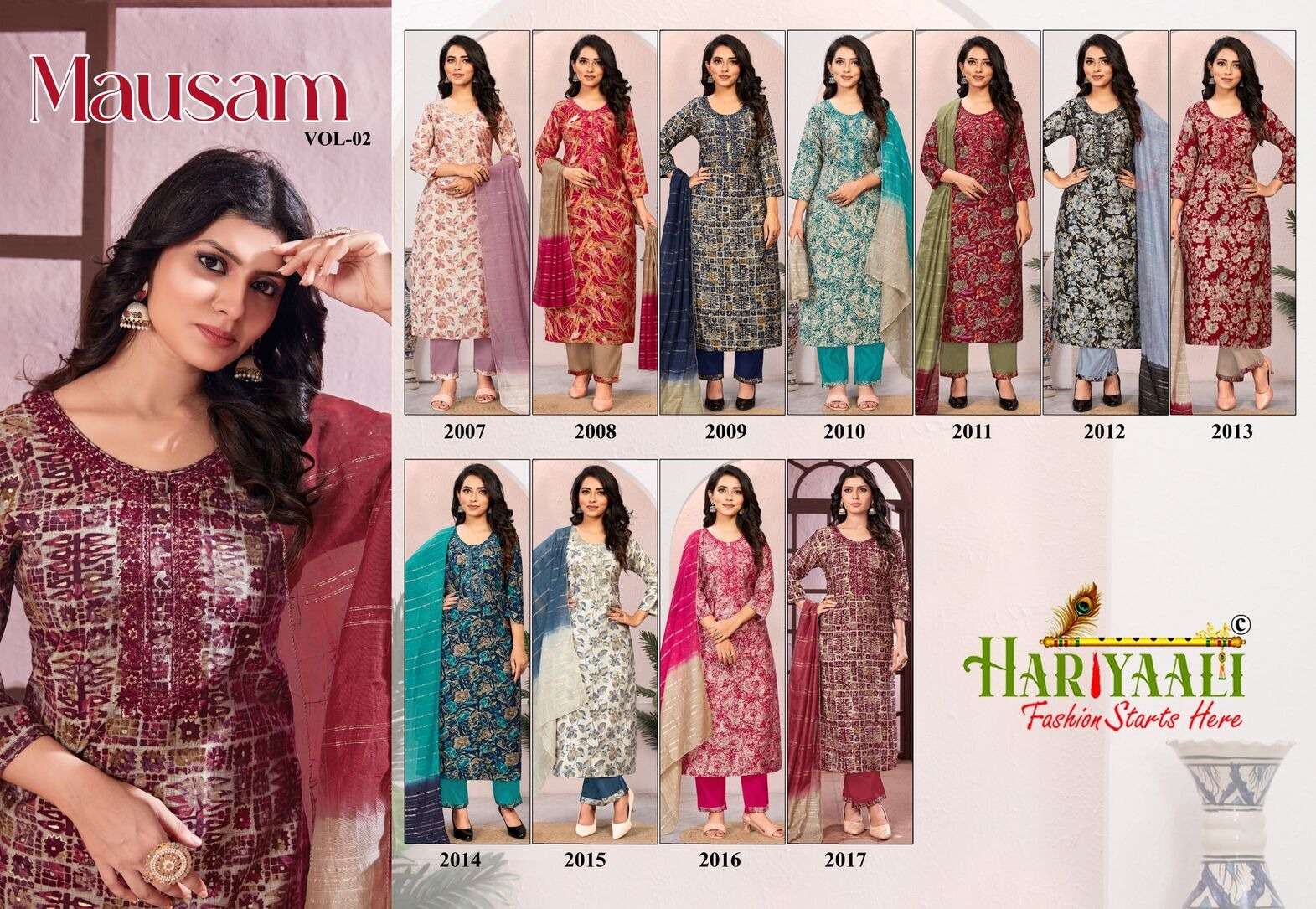 MAUSAM VOL-2 BY HARIYAALI SILK PRINT LACE & POCKET WITH EMBROIDERY WORK 