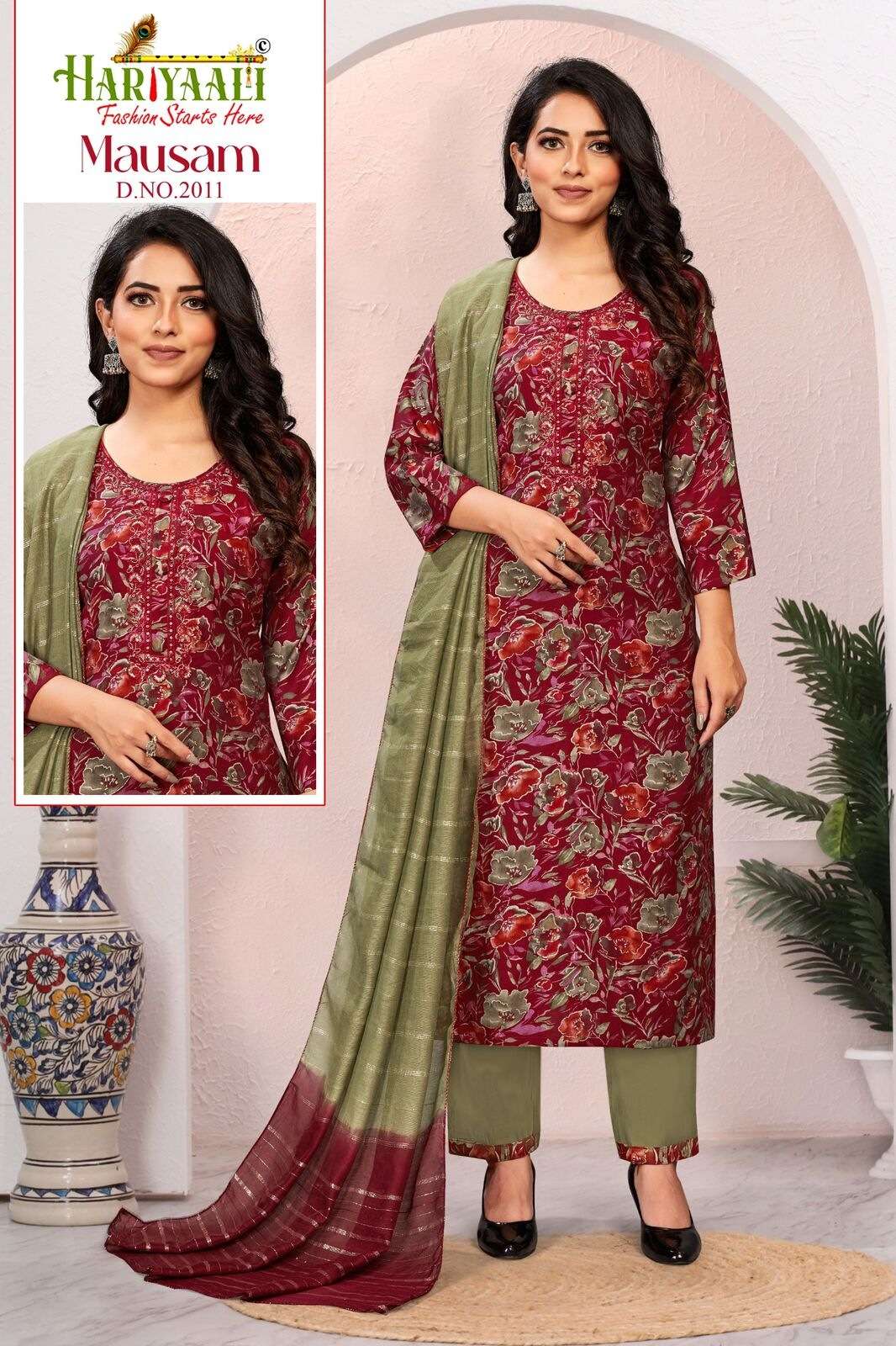 MAUSAM VOL-2 BY HARIYAALI SILK PRINT LACE & POCKET WITH EMBROIDERY WORK 