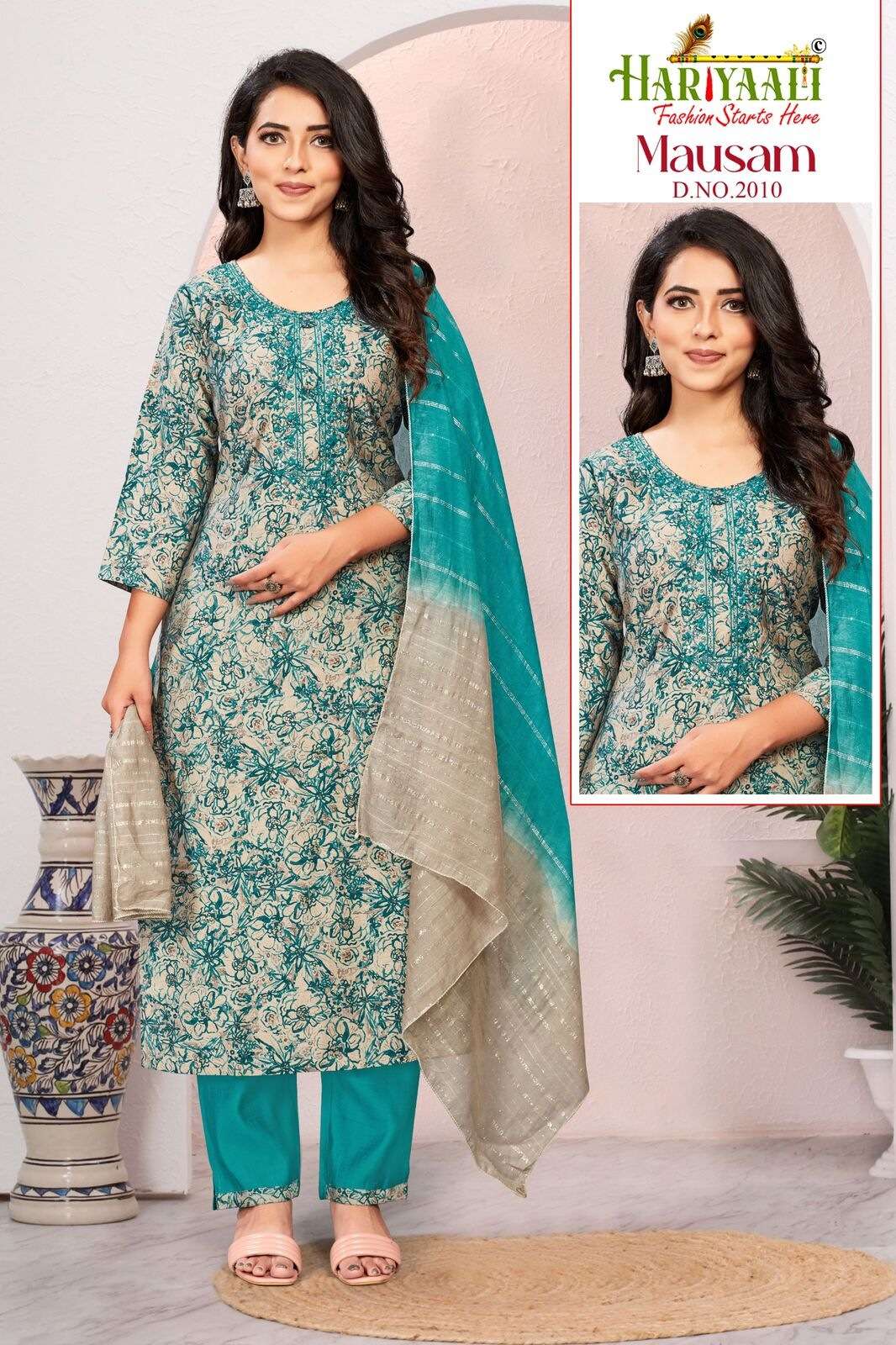 MAUSAM VOL-2 BY HARIYAALI SILK PRINT LACE & POCKET WITH EMBROIDERY WORK 