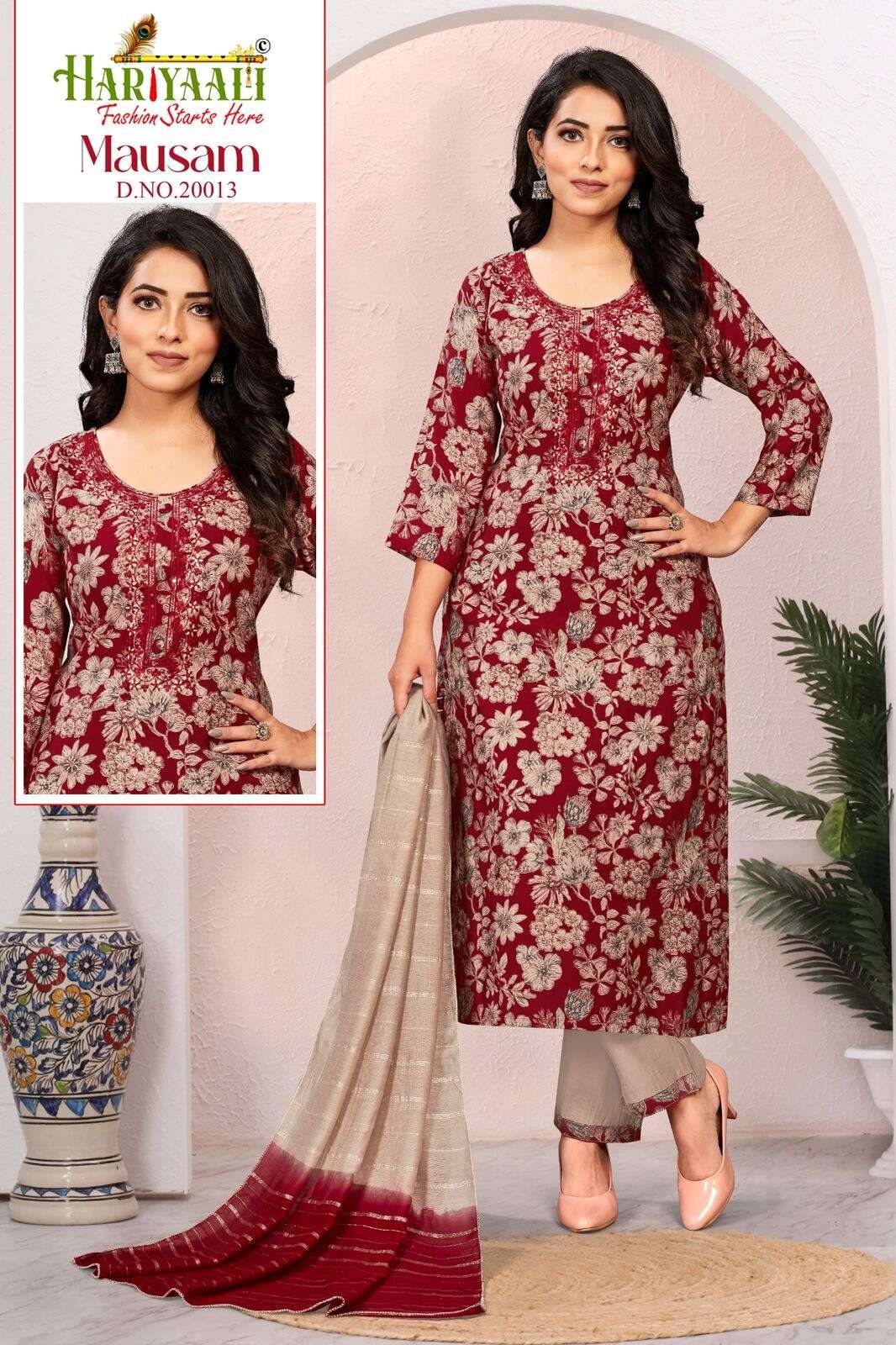 MAUSAM VOL-2 BY HARIYAALI SILK PRINT LACE & POCKET WITH EMBROIDERY WORK 