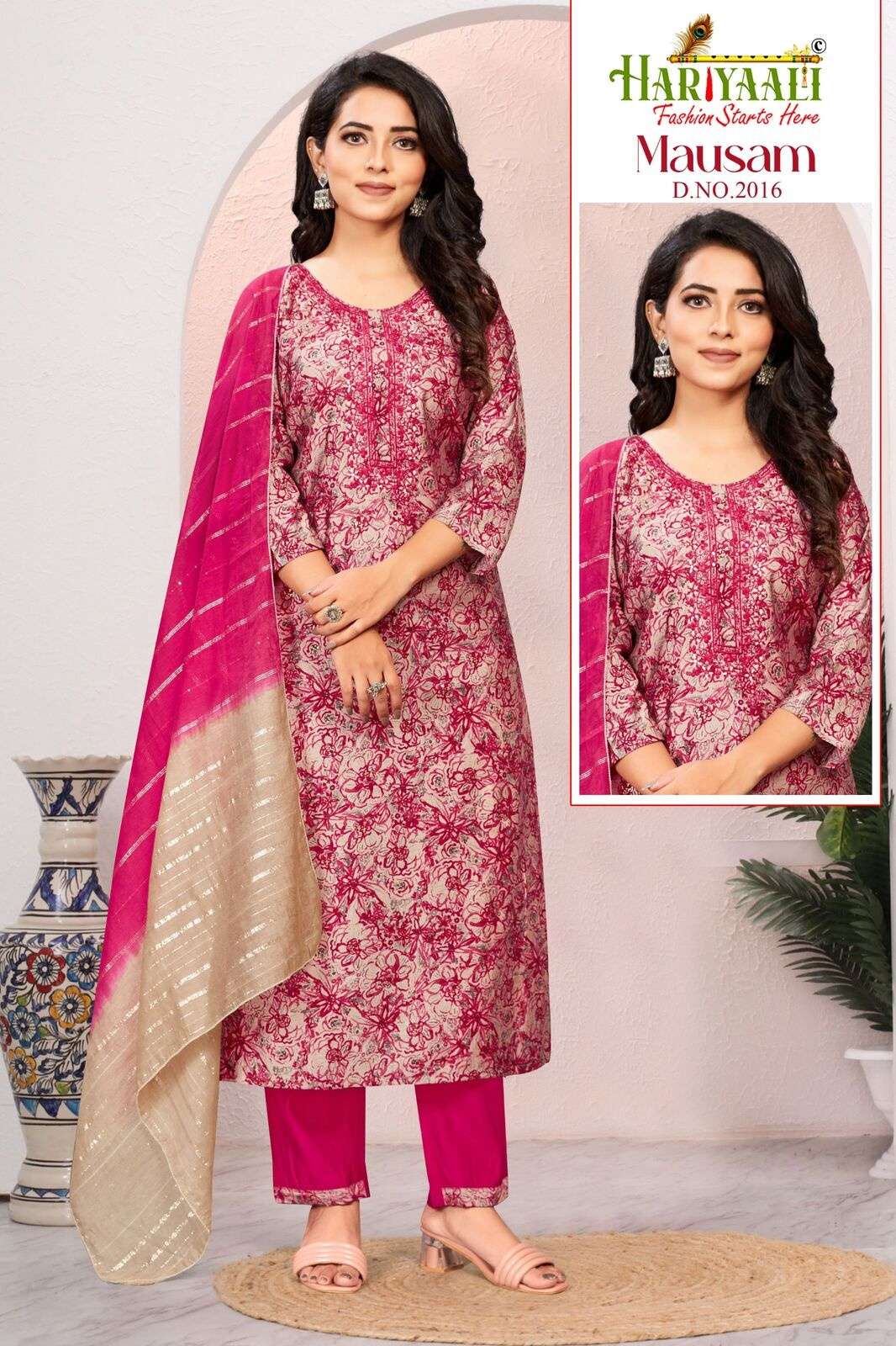 MAUSAM VOL-2 BY HARIYAALI SILK PRINT LACE & POCKET WITH EMBROIDERY WORK 