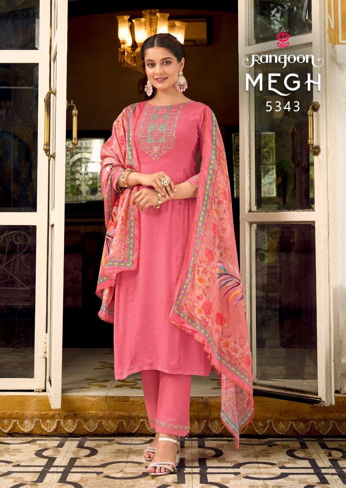 MEGH BY RANGOON VISCOSE WITH FANCY WORK WITH CHINON DIGITAL PRINT DUPATTA 