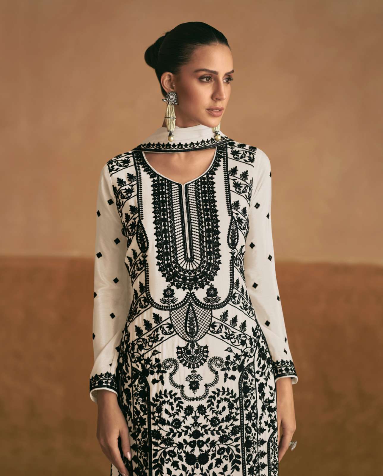 MERAKI BY AASHIRWAD CREATION PREMIUM CHINON EMBROIDERY KURTI PLAZO & DUPATTA 