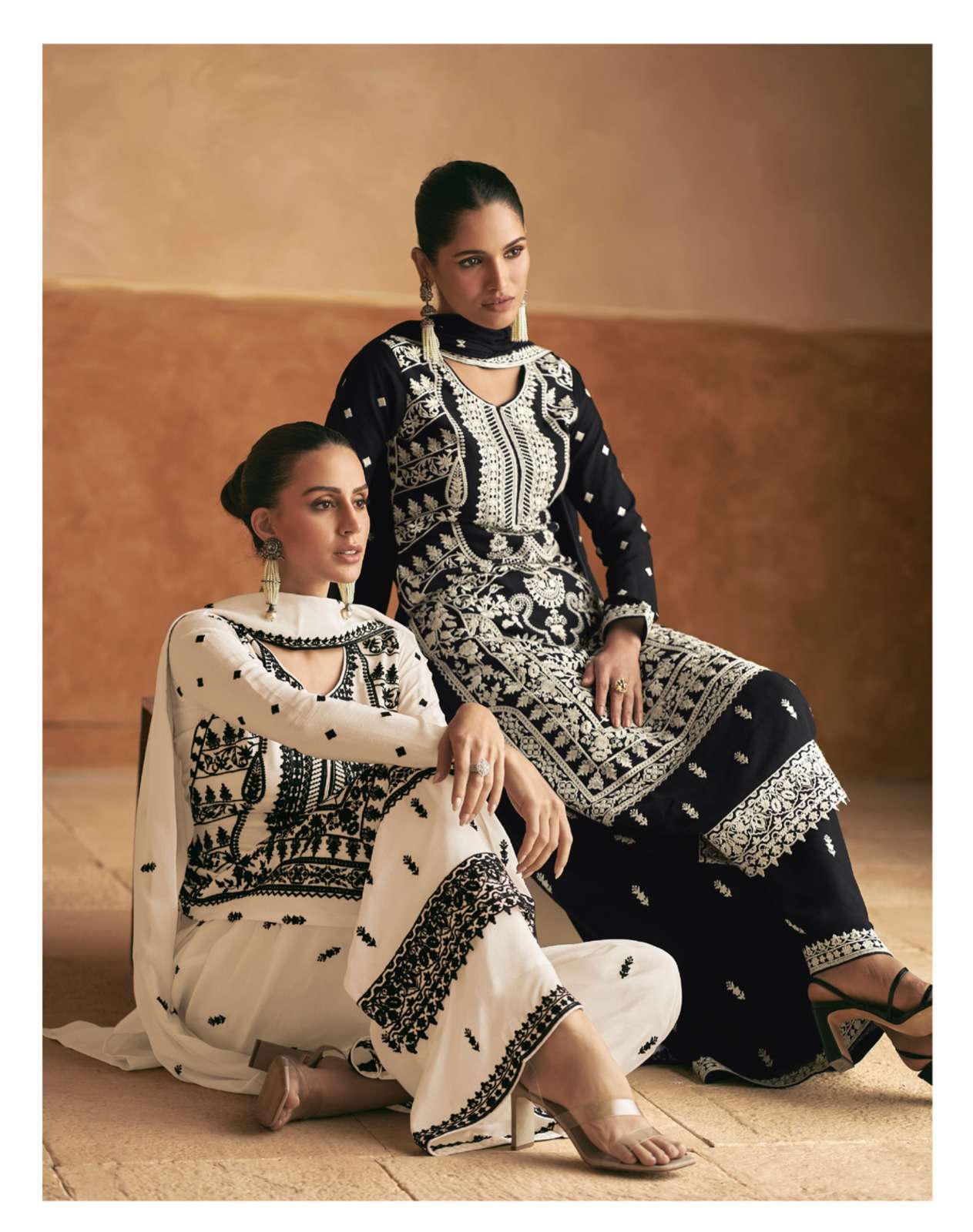 MERAKI BY AASHIRWAD CREATION PREMIUM CHINON EMBROIDERY KURTI PLAZO & DUPATTA 