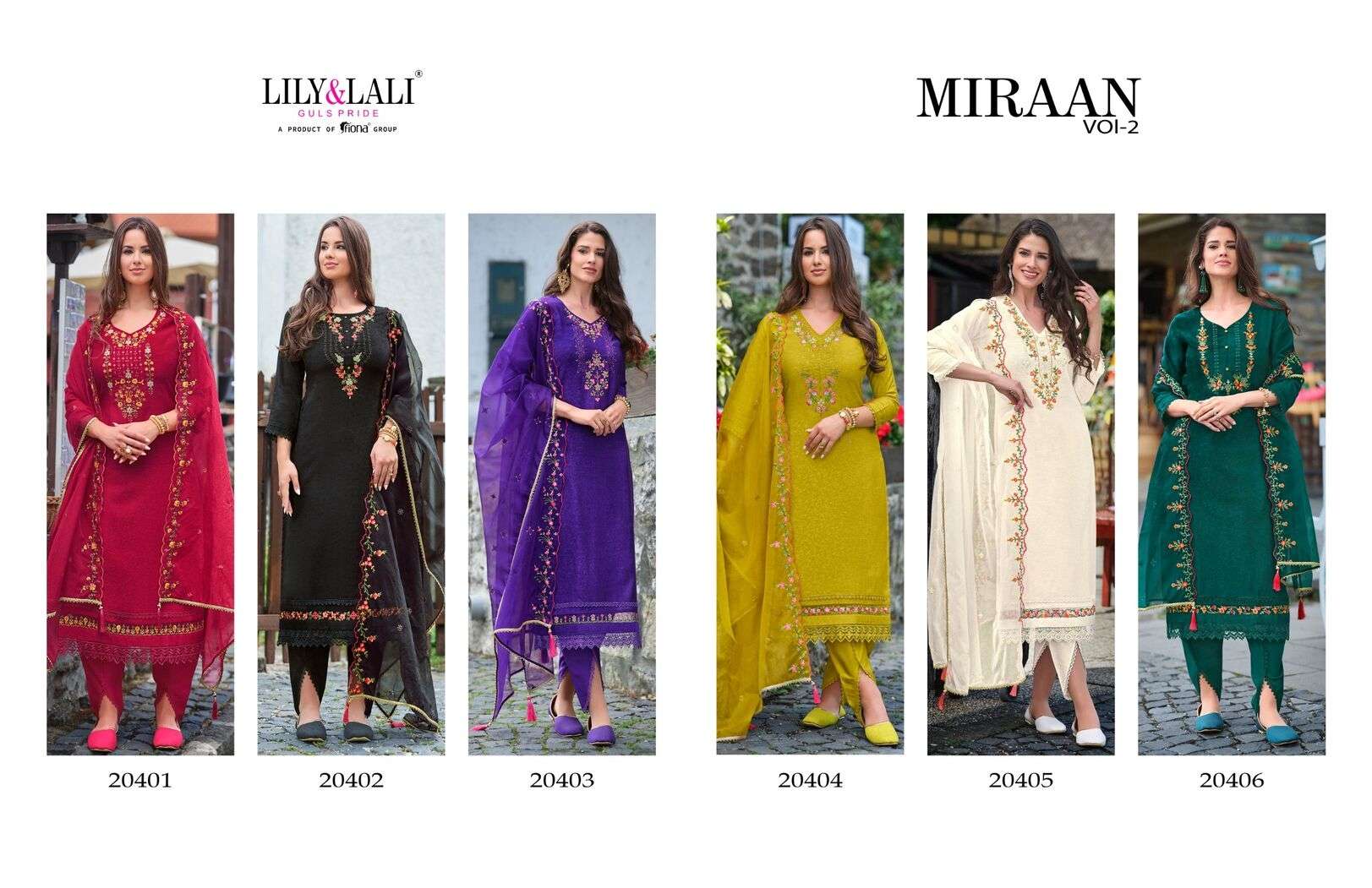 MIRAAN VOL-2 BY LILY & LALI EMBROIDERY KURTI DHOTI STYLE BOTTOM WITH ORGANZA DUPATTA 