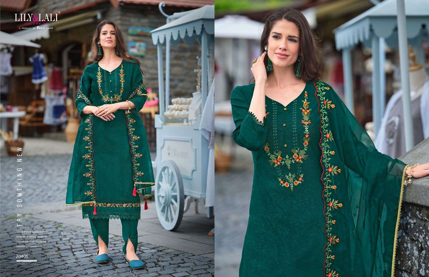 MIRAAN VOL-2 BY LILY & LALI EMBROIDERY KURTI DHOTI STYLE BOTTOM WITH ORGANZA DUPATTA 