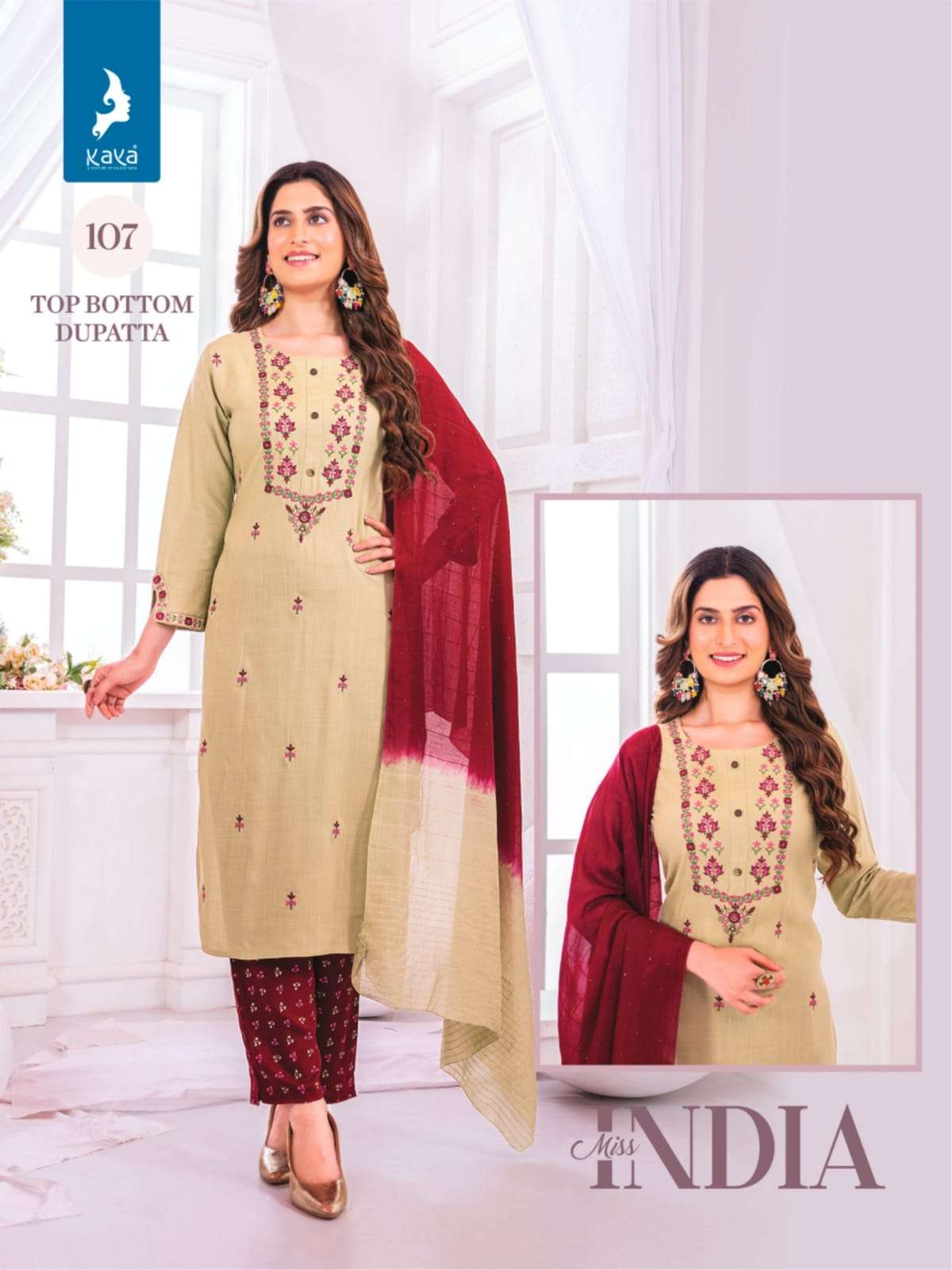 MISS INDIA RAYON FABRIC 3 PIECE CONCEPT WITH STRAIGHT CUT BY KAYA 