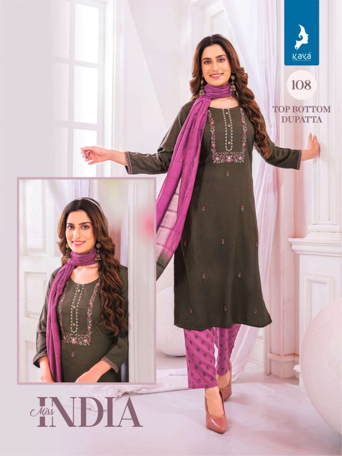 MISS INDIA RAYON FABRIC 3 PIECE CONCEPT WITH STRAIGHT CUT BY KAYA 