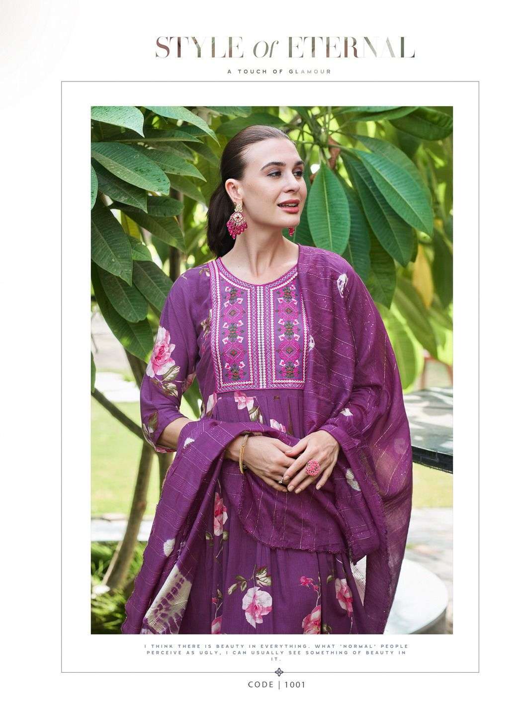 MORNI BY KUSHALS RINKLE FABRIC EMBROIDERY WORK IN NAIRA CUT STYLE 