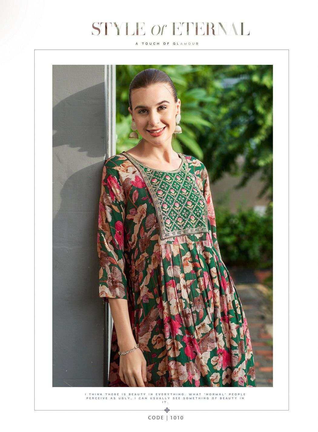 MORNI BY KUSHALS RINKLE FABRIC EMBROIDERY WORK IN NAIRA CUT STYLE 
