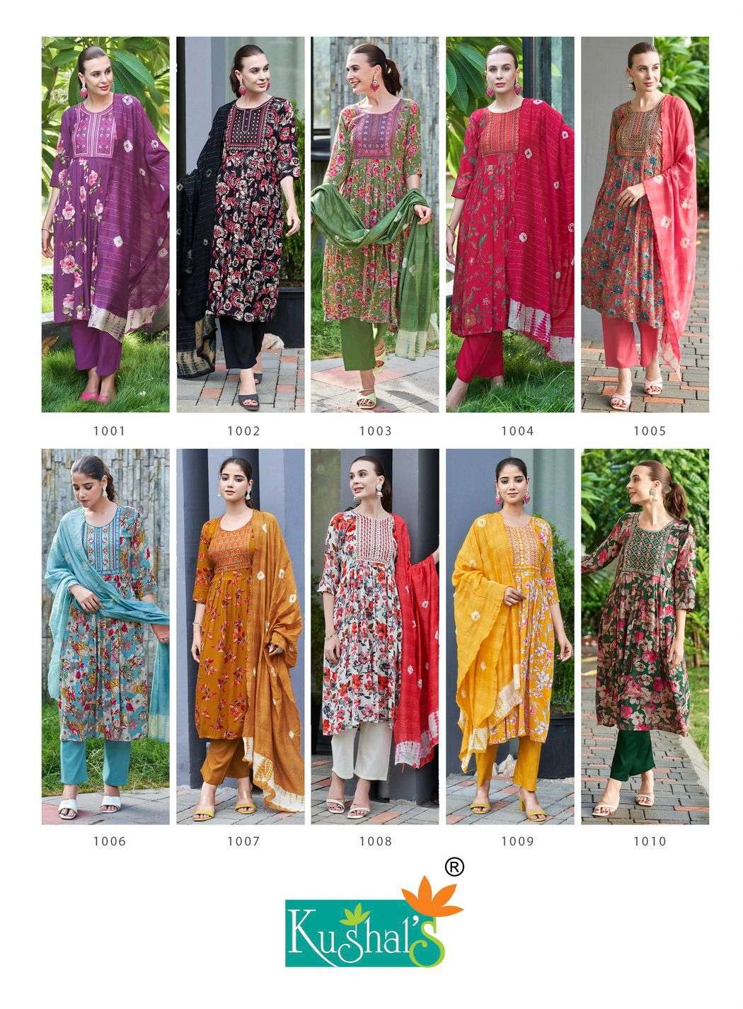 MORNI BY KUSHALS RINKLE FABRIC EMBROIDERY WORK IN NAIRA CUT STYLE 