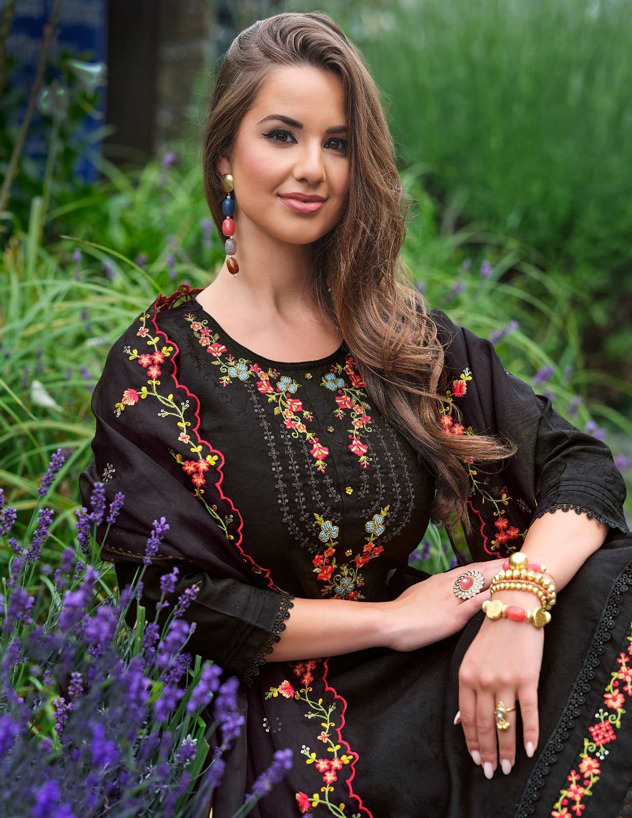 MR-20402 BY LL EMBROIDERY KURTI DHOTI STYLE BOTTOM WITH ORGANZA DUPATTA