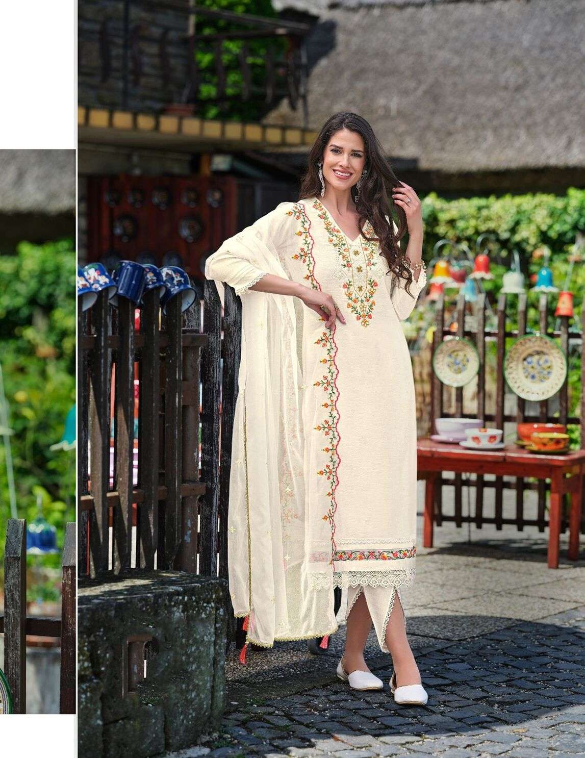 MR-20405 BY LL EMBROIDERY KURTI DHOTI STYLE BOTTOM WITH ORGANZA DUPATTA