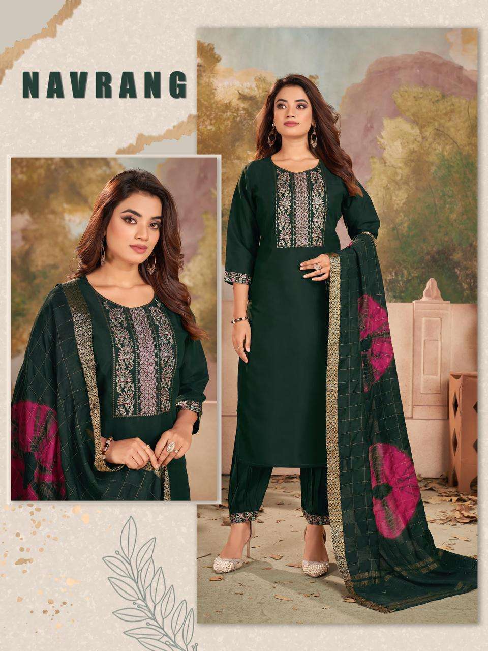 NAVRANG FANCY FABRIC COLLECTION BY TEXOFAB 3 PIECE KURTI PANT WITH DUPATTA 