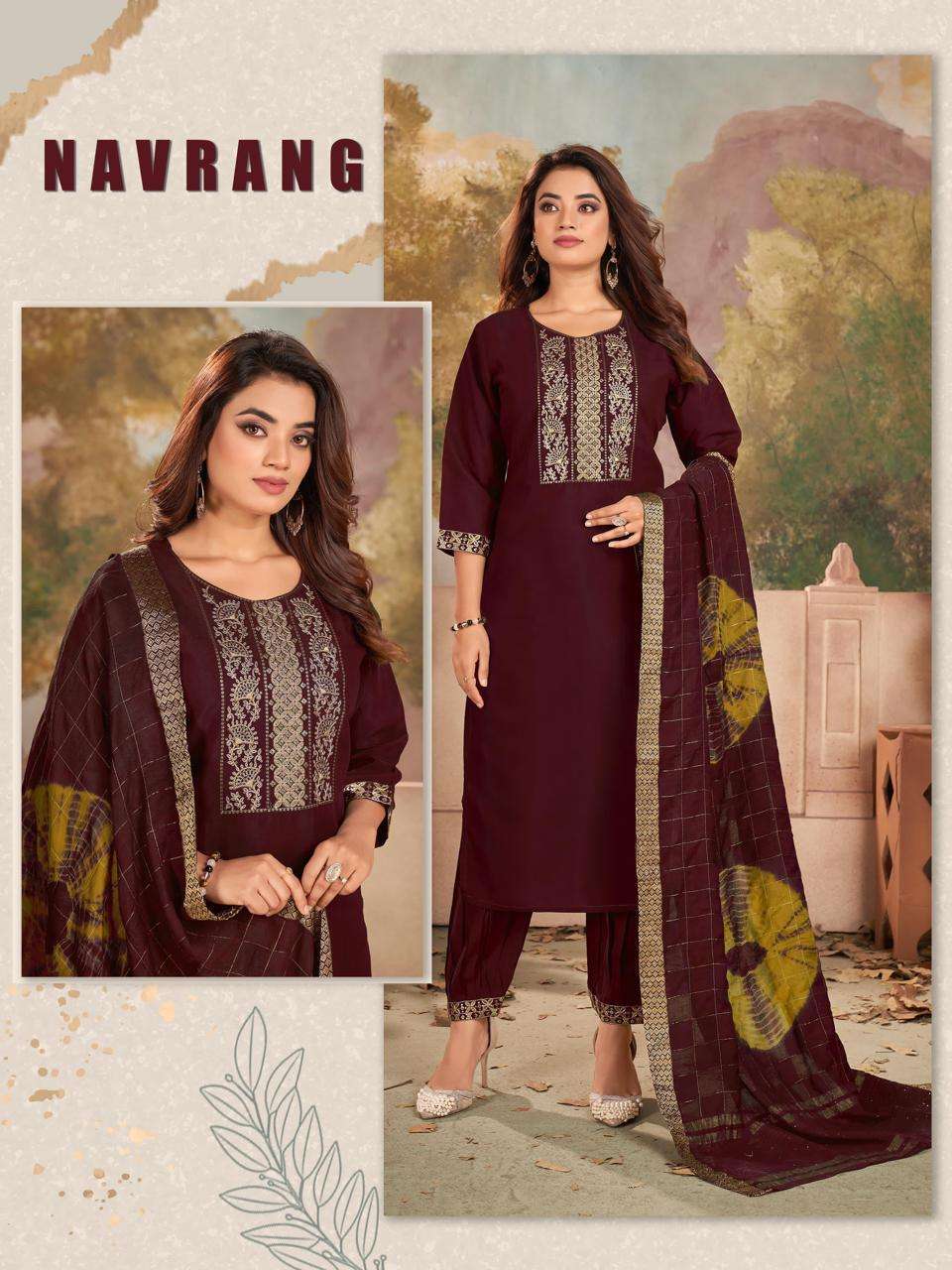 NAVRANG FANCY FABRIC COLLECTION BY TEXOFAB 3 PIECE KURTI PANT WITH DUPATTA 
