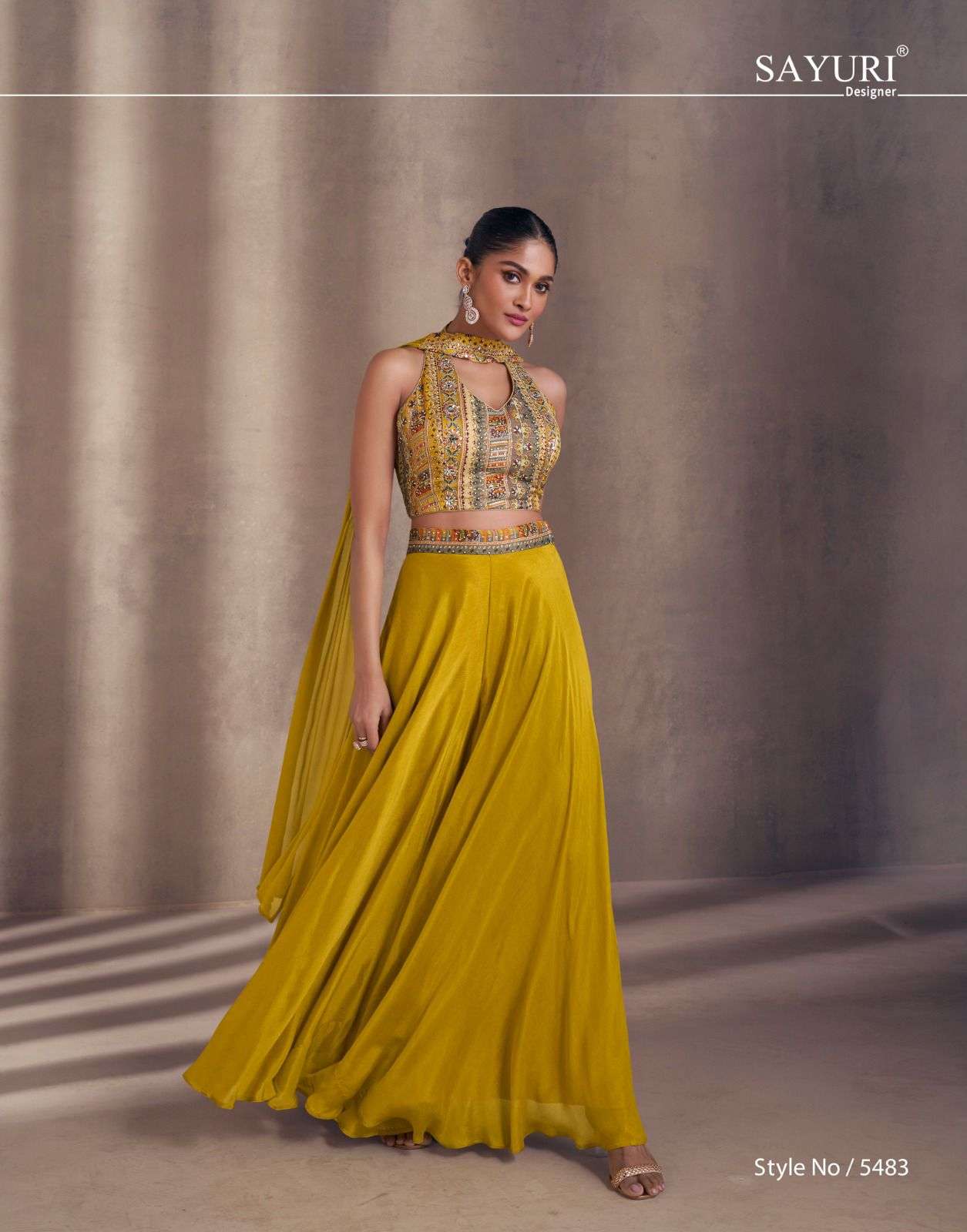 NISHA BY SAYURI DESIGNER EMBROIDERY CROP TOP PLAZO WITH DUPATTA 