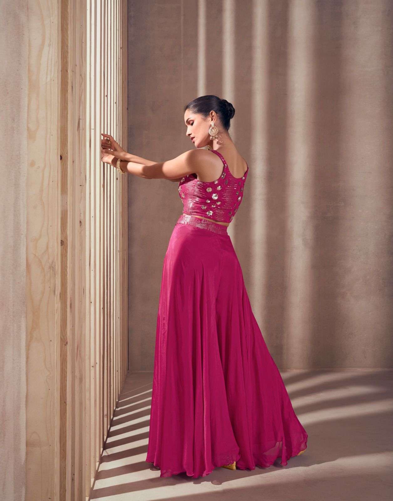 NISHA BY SAYURI DESIGNER EMBROIDERY CROP TOP PLAZO WITH DUPATTA 