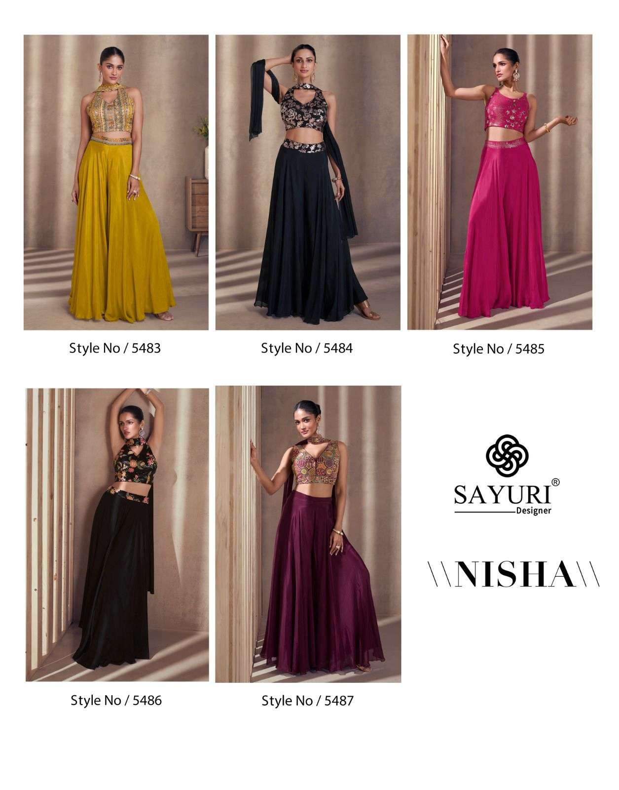 NISHA BY SAYURI DESIGNER EMBROIDERY CROP TOP PLAZO WITH DUPATTA 