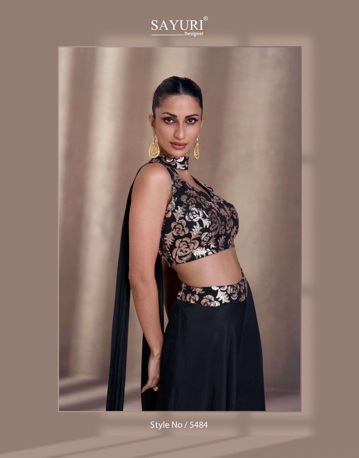 NISHA BY SAYURI DESIGNER EMBROIDERY CROP TOP PLAZO WITH DUPATTA 