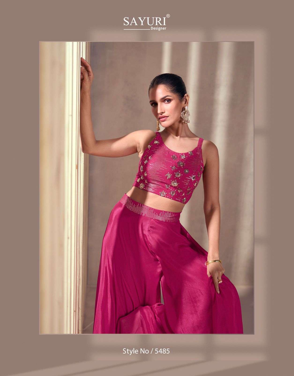 NISHA BY SAYURI DESIGNER EMBROIDERY CROP TOP PLAZO WITH DUPATTA 