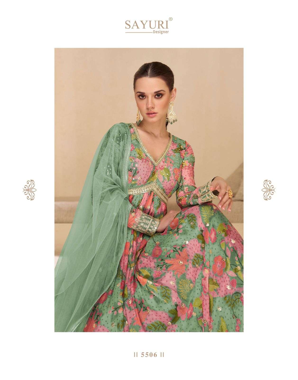 NOORI BY SAYURI DESIGNER REAL GEORGETTE EMBROIDERY ANARKALI WITH DUPATTA 