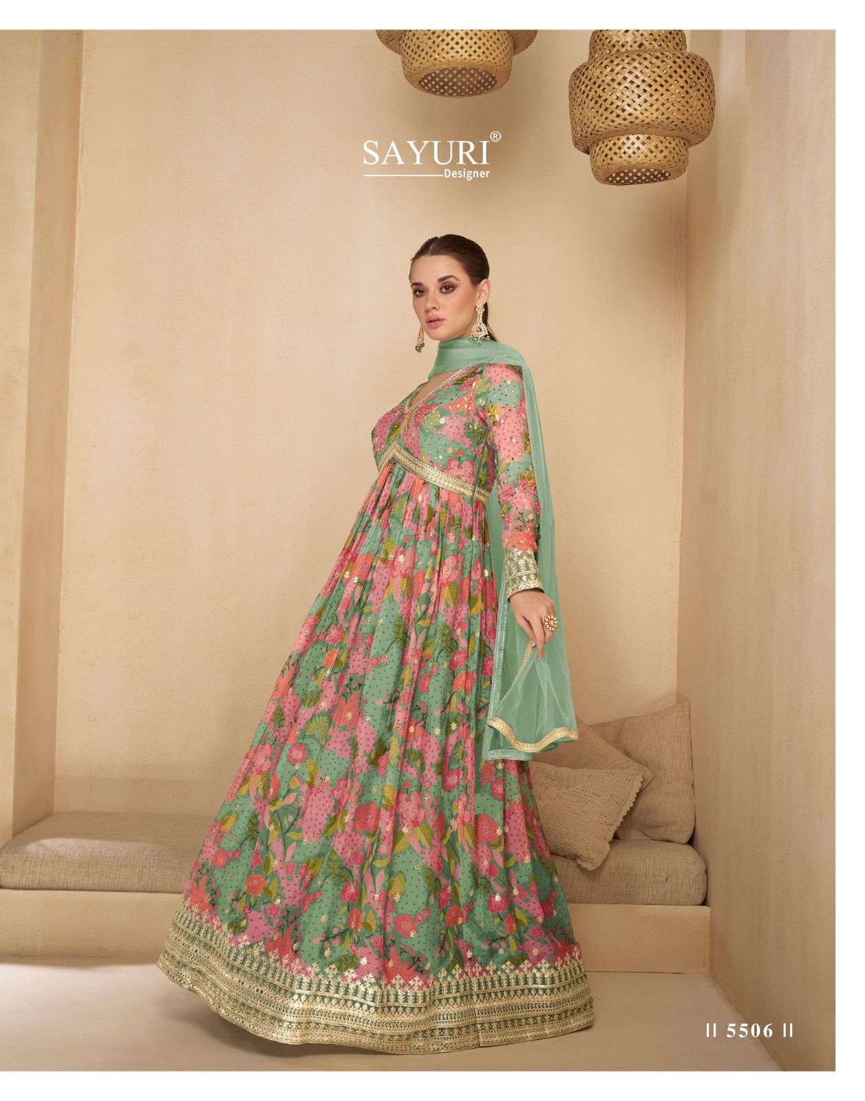 NOORI BY SAYURI DESIGNER REAL GEORGETTE EMBROIDERY ANARKALI WITH DUPATTA 