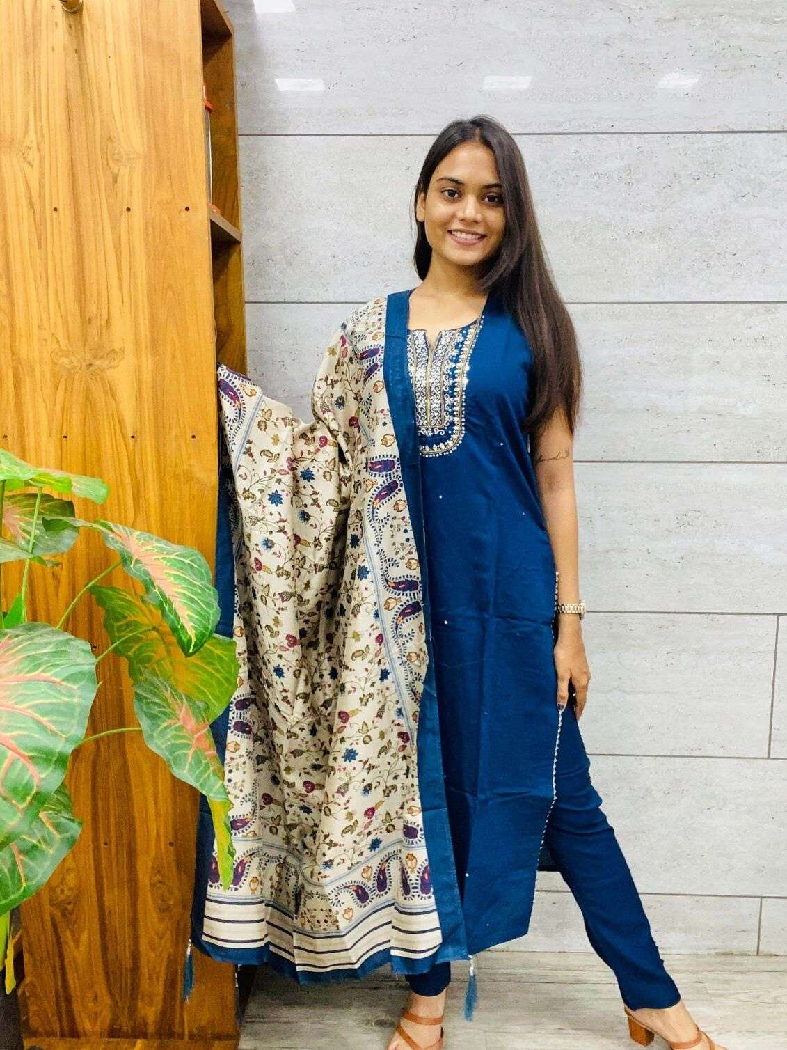 NZ-101 TF DESIGNER EMBROIDERY WORK KURTI PANT WITH DUPATTA 