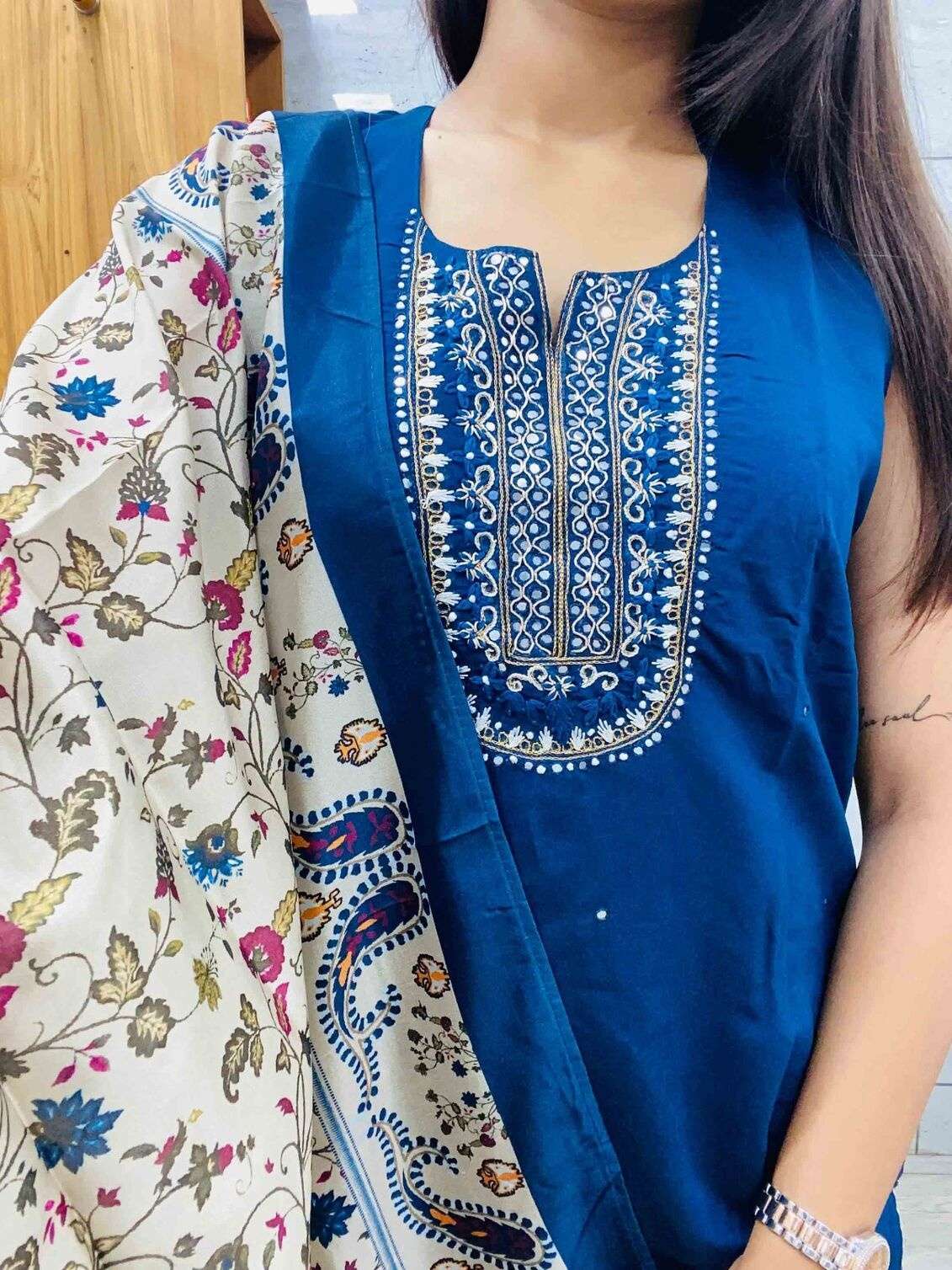 NZ-101 TF DESIGNER EMBROIDERY WORK KURTI PANT WITH DUPATTA 