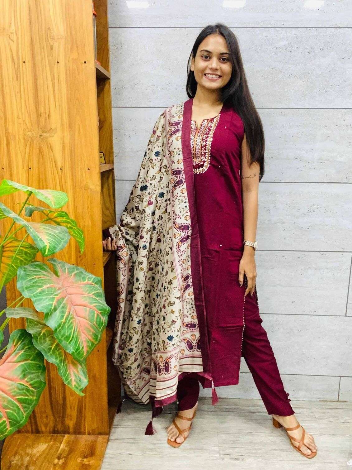 NZ-102 TF DESIGNER EMBROIDERY WORK KURTI PANT WITH DUPATTA 