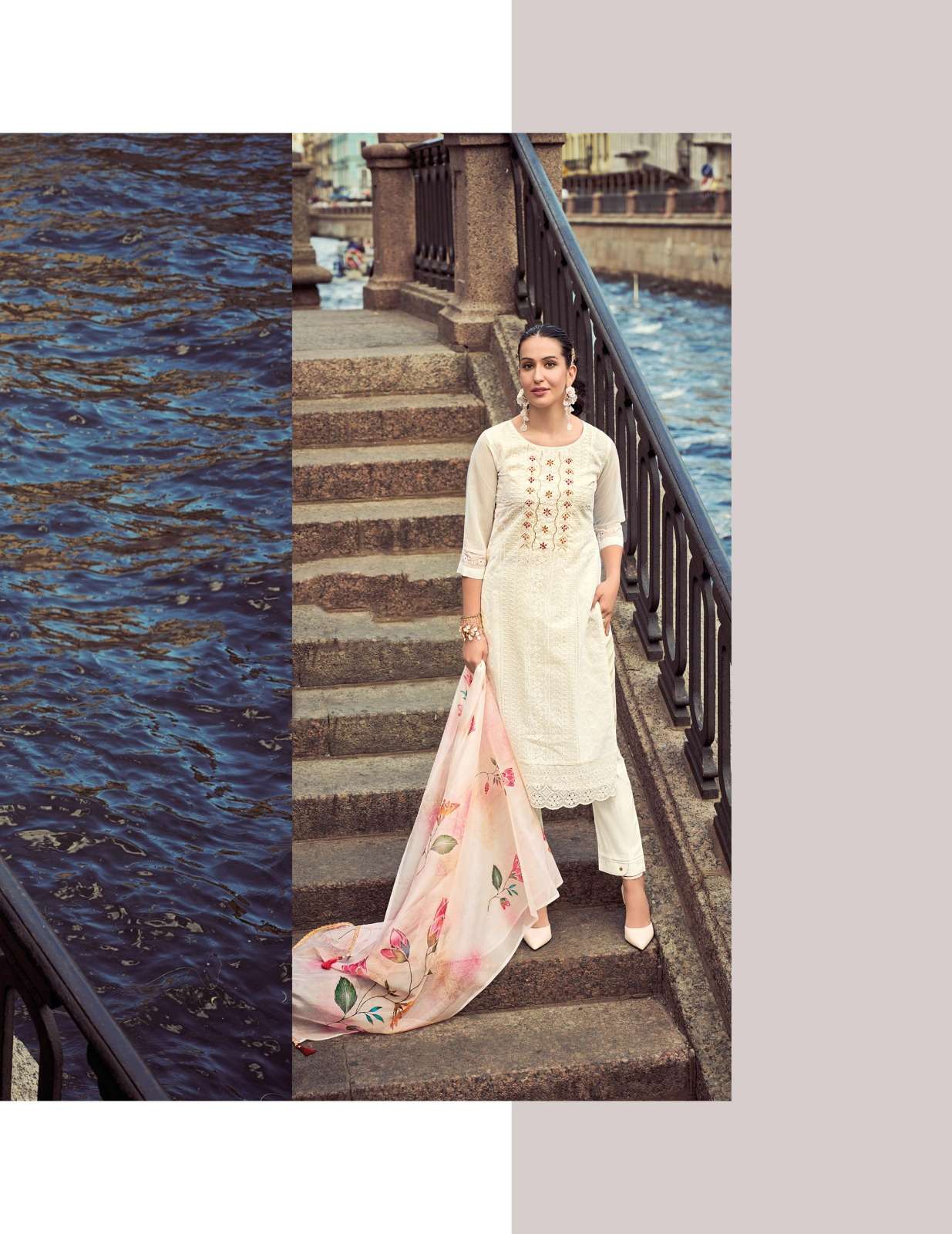 OC-20803 LL SCHIFFLI HANDWORK ORGANZA WITH LINING KURTI PANT WITH DUPATTA 