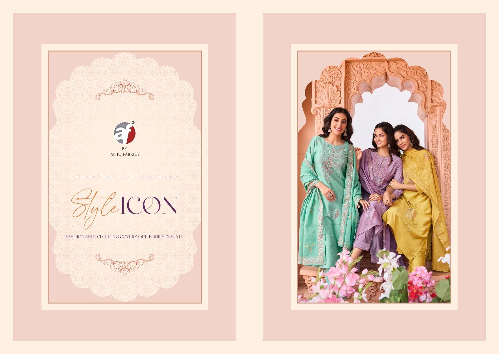 ONCE MORE VOL-4 BY ANJU FABRICS AARI WORK KURTI PANT WITH CHANDERI BLOCK PRINT DUPATTA 