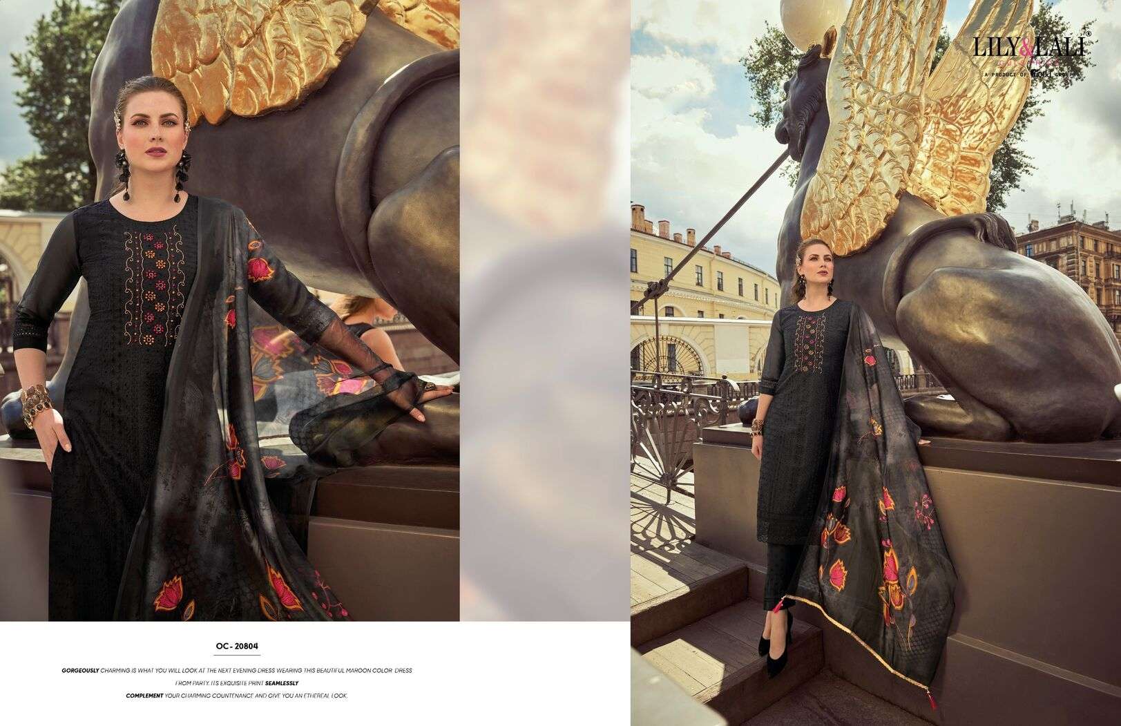 ORGANZA CHIKANKARI VOL-2 BY LILY & LALI KURTI PANT WITH ORGANZA DIGITAL PRINT DUPATTA 