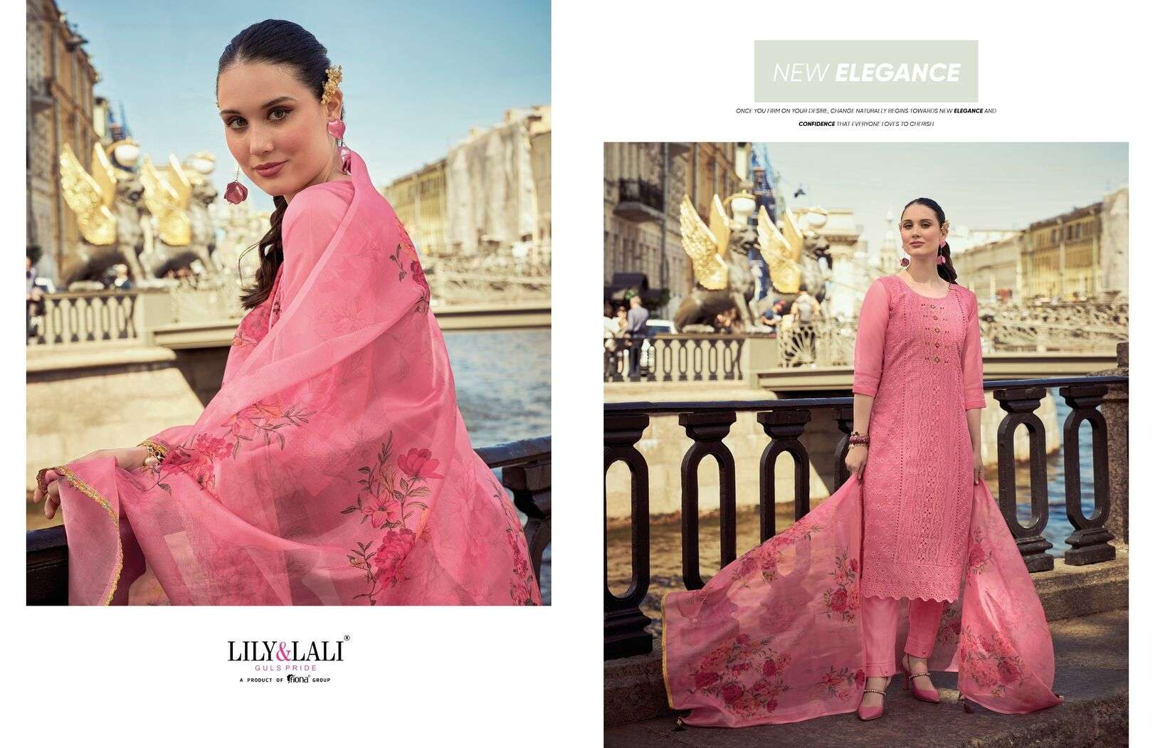 ORGANZA CHIKANKARI VOL-2 BY LILY & LALI KURTI PANT WITH ORGANZA DIGITAL PRINT DUPATTA 