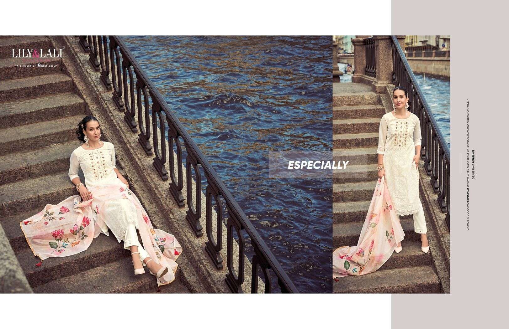 ORGANZA CHIKANKARI VOL-2 BY LILY & LALI KURTI PANT WITH ORGANZA DIGITAL PRINT DUPATTA 