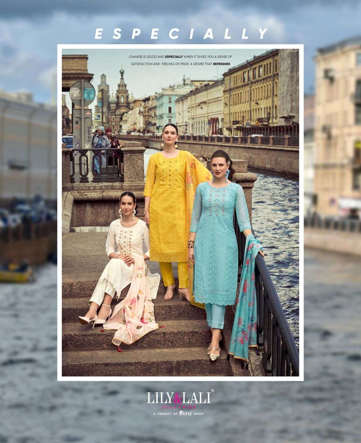 ORGANZA CHIKANKARI VOL-2 BY LILY & LALI KURTI PANT WITH ORGANZA DIGITAL PRINT DUPATTA 