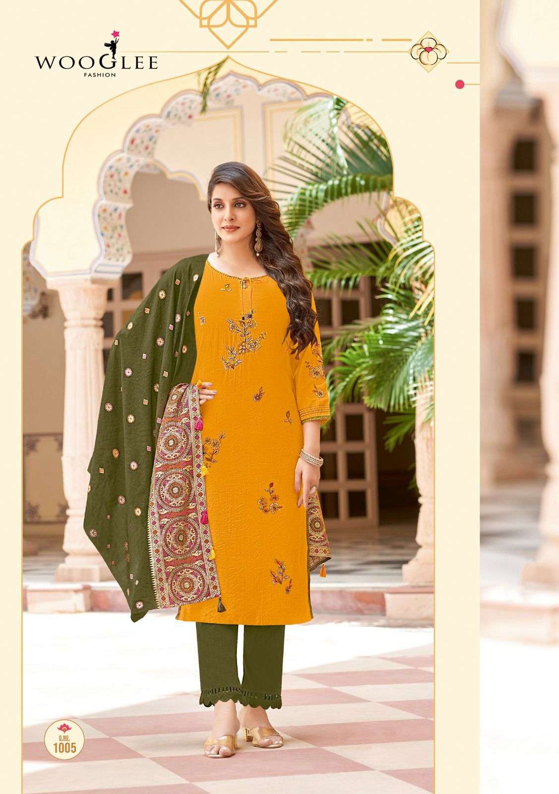 RAKSHA BY WOOGLEE VISCOSE THREAD HANDWORK KURTI PANT WITH DUPATTA 