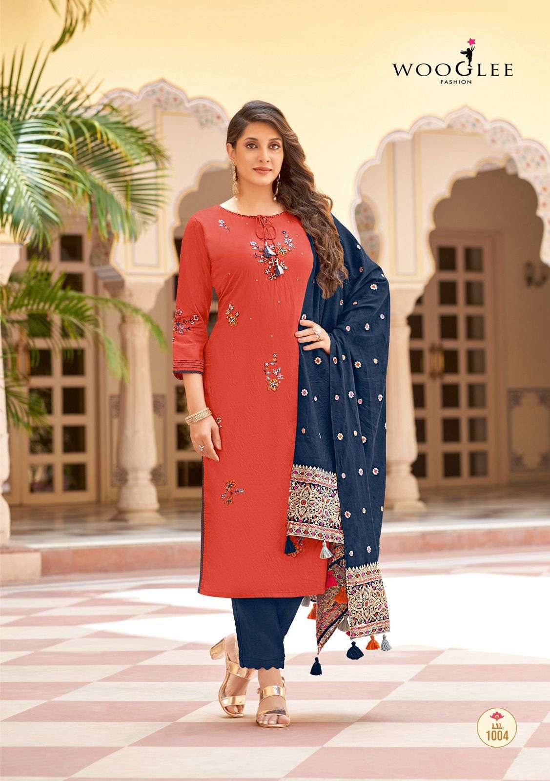 RAKSHA BY WOOGLEE VISCOSE THREAD HANDWORK KURTI PANT WITH DUPATTA 