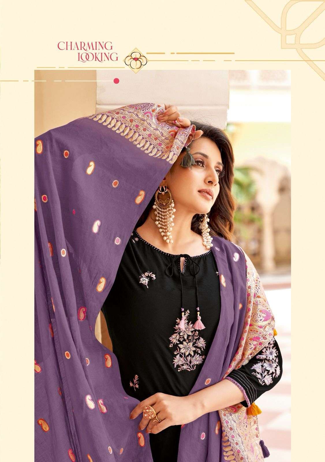 RAKSHA BY WOOGLEE VISCOSE THREAD HANDWORK KURTI PANT WITH DUPATTA 